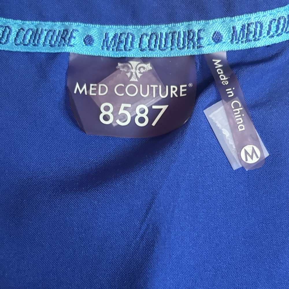 Med Couture Royal Blue V-Neck Scrub Top Medium Style 8587 Set of 2 - Picture 7 of 7